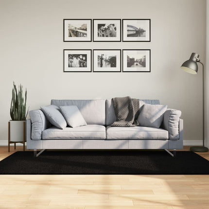 gulvtæppe HUARTE 100x200 cm kort luv og vaskbart sort