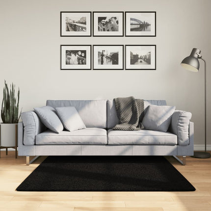gulvtæppe HUARTE 120x120 cm kort luv og vaskbart sort
