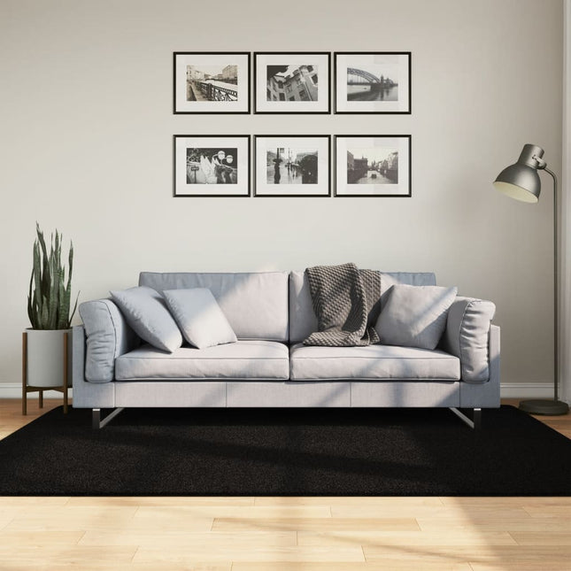 gulvtæppe HUARTE 140x200 cm kort luv og vaskbart sort