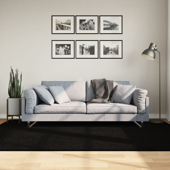 gulvtæppe HUARTE 160x230 cm kort luv og vaskbart sort