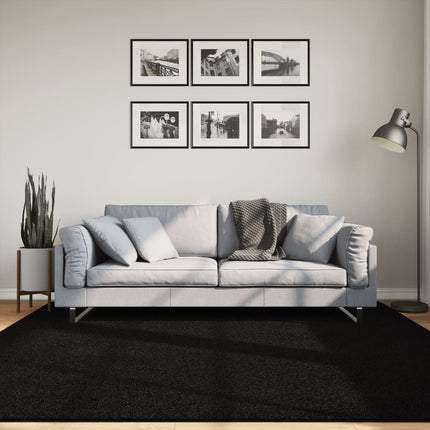 gulvtæppe HUARTE 200x200 cm kort luv og vaskbart sort