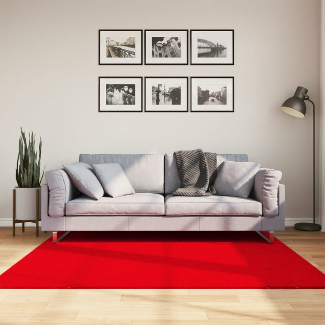 gulvtæppe HUARTE 160x160 cm kort luv og vaskbart rød