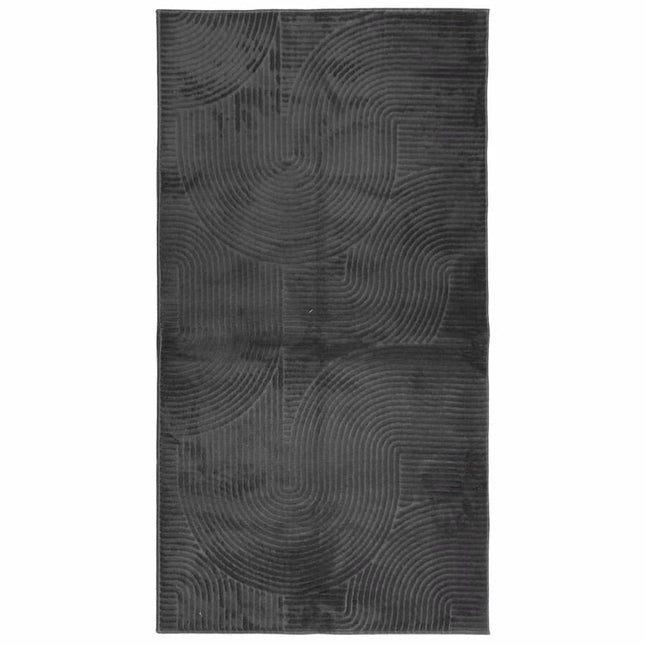 gulvtæppe IZA 80x150 cm kort luv skandinavisk look antracitgrå