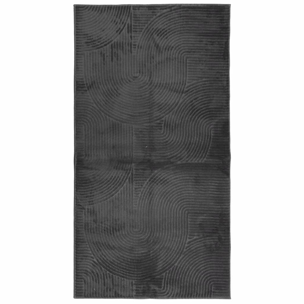 gulvtæppe IZA 80x150 cm kort luv skandinavisk look antracitgrå