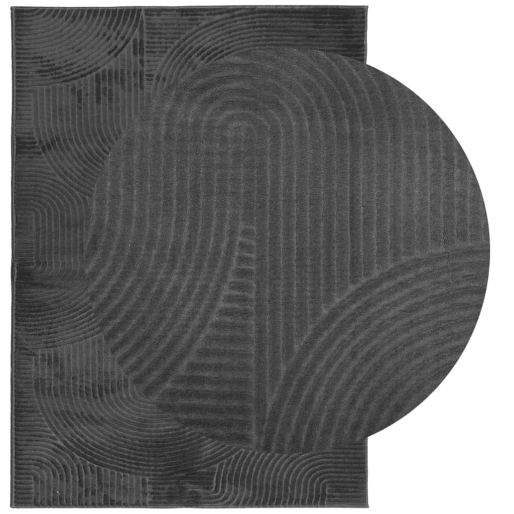 gulvtæppe IZA 200x280 cm kort luv skandinavisk look antracitgrå