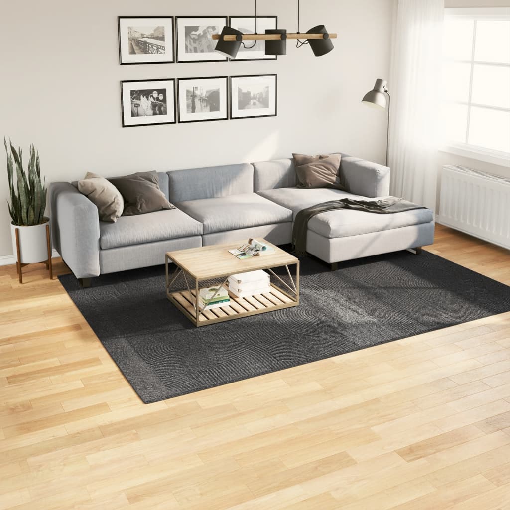 gulvtæppe IZA 200x280 cm kort luv skandinavisk look antracitgrå