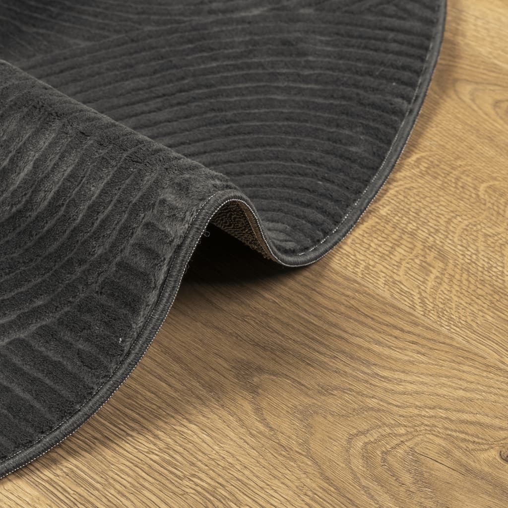 gulvtæppe IZA Ø 120 cm cm kort luv skandinavisk look antracit