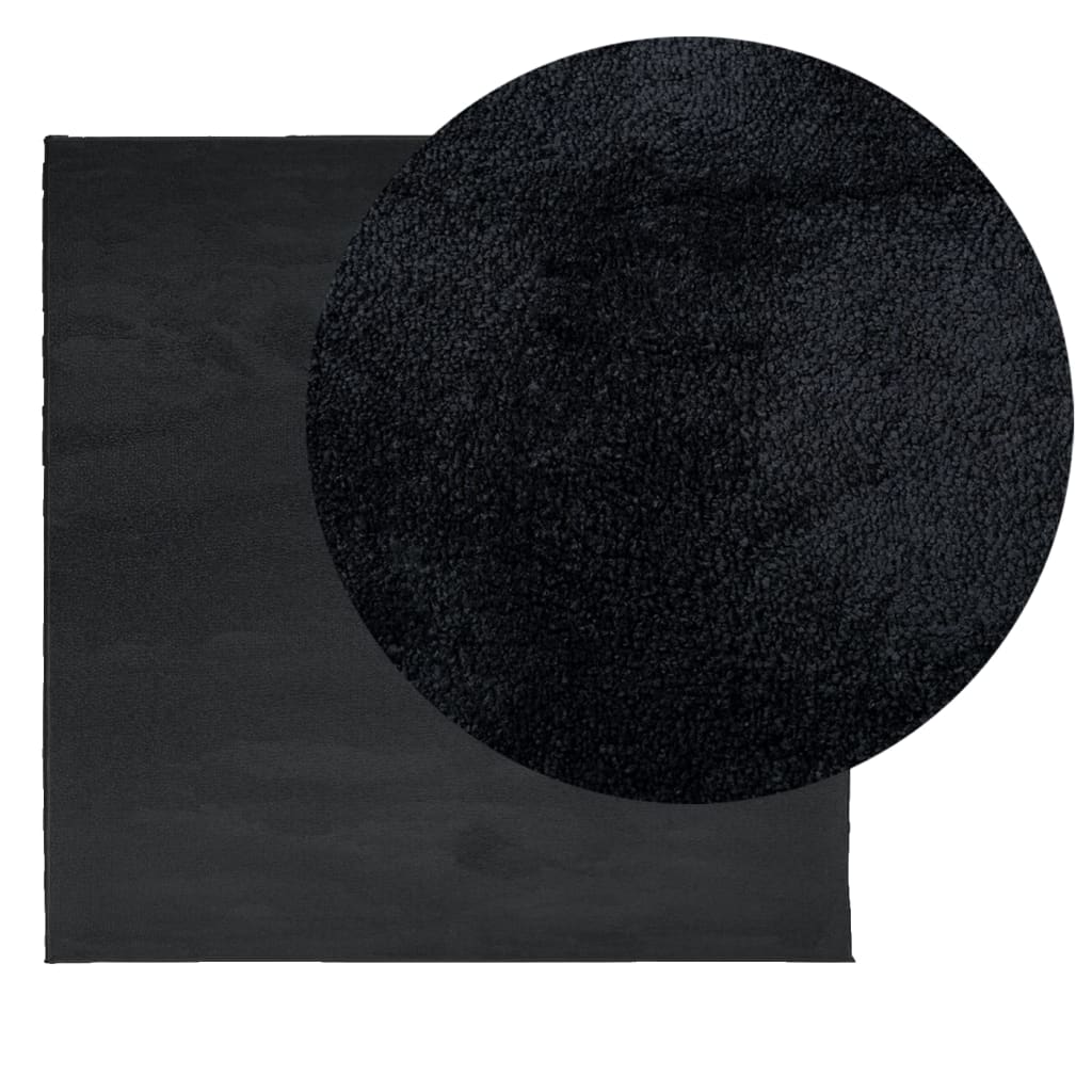gulvtæppe OVIEDO 120x120 cm kort luv sort