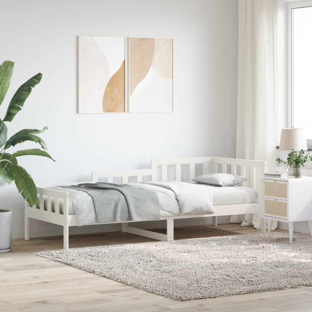 daybed uden madras 80x200 cm massivt fyrretræ hvid billede