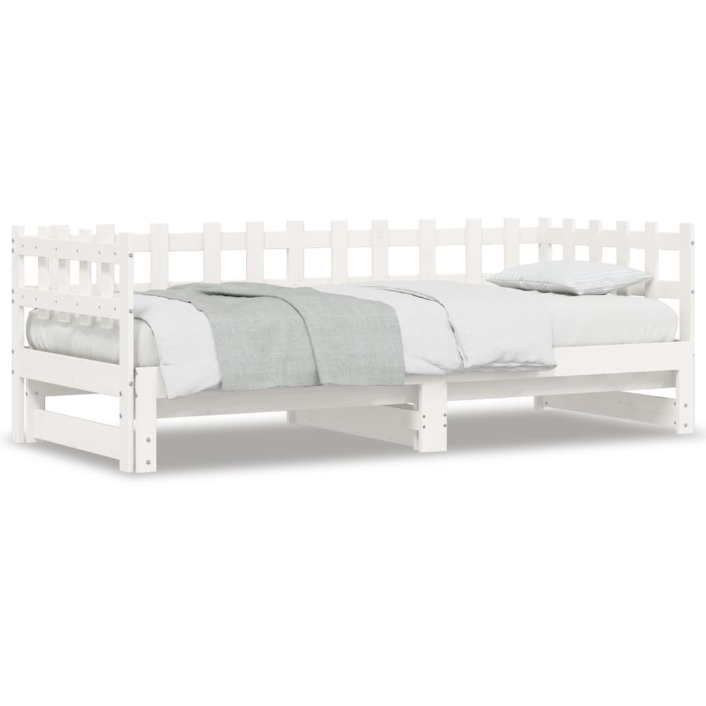 daybed med udtræk 2x(80x200) cm massivt fyrretræ hvid