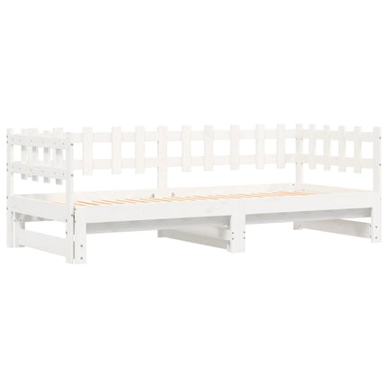 daybed med udtræk 2x(80x200) cm massivt fyrretræ hvid