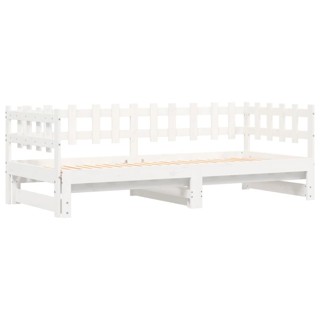 daybed med udtræk 2x(80x200) cm massivt fyrretræ hvid