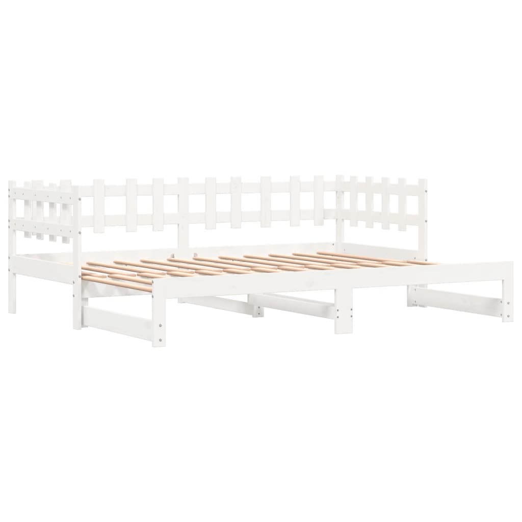 daybed med udtræk 2x(80x200) cm massivt fyrretræ hvid