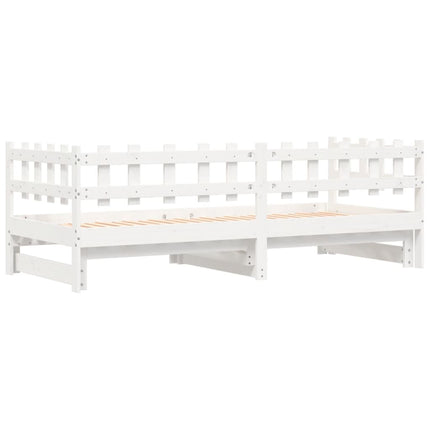 daybed med udtræk 2x(80x200) cm massivt fyrretræ hvid