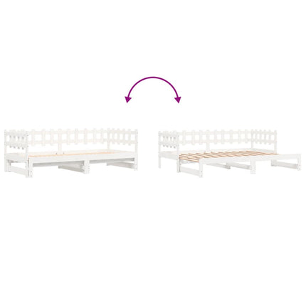 daybed med udtræk 2x(80x200) cm massivt fyrretræ hvid