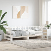daybed med udtræk 2x(80x200) cm massivt fyrretræ hvid
