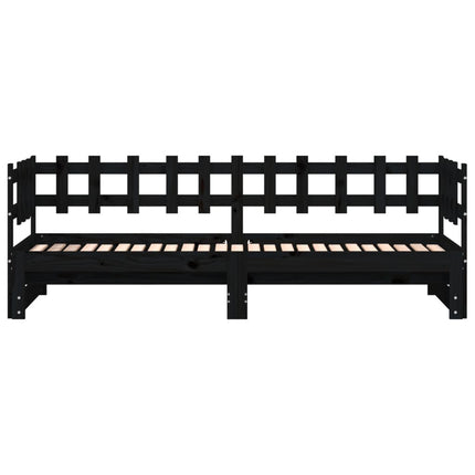 daybed med udtræk 2x(80x200) cm massivt fyrretræ sort