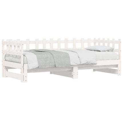 daybed med udtræk 2x(90x200) cm massivt fyrretræ hvid