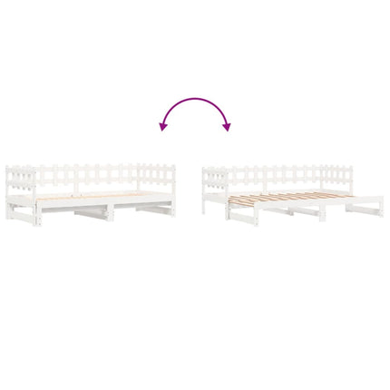 daybed med udtræk 2x(90x190) cm massivt fyrretræ hvid