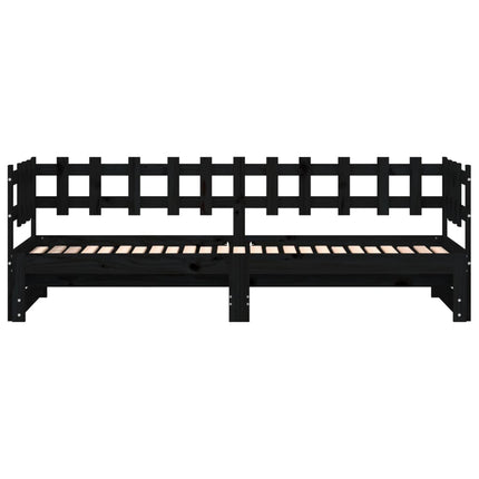 daybed med udtræk 2x(90x190) cm massivt fyrretræ sort
