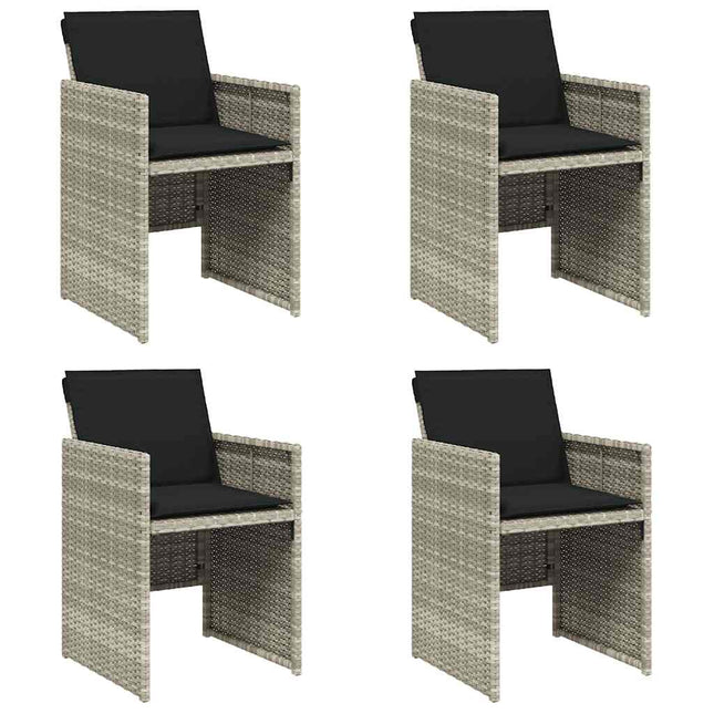 havestole 4 stk. med hynder polyrattan lysegrå