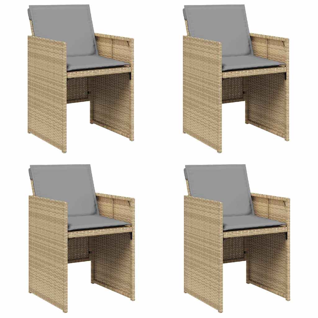 havestole 4 stk. med hynder polyrattan blandet beige