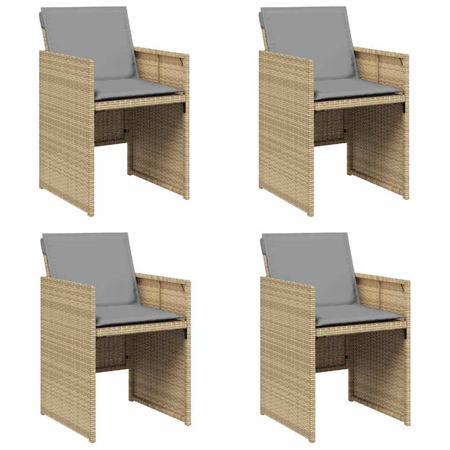 havestole 4 stk. med hynder polyrattan blandet beige
