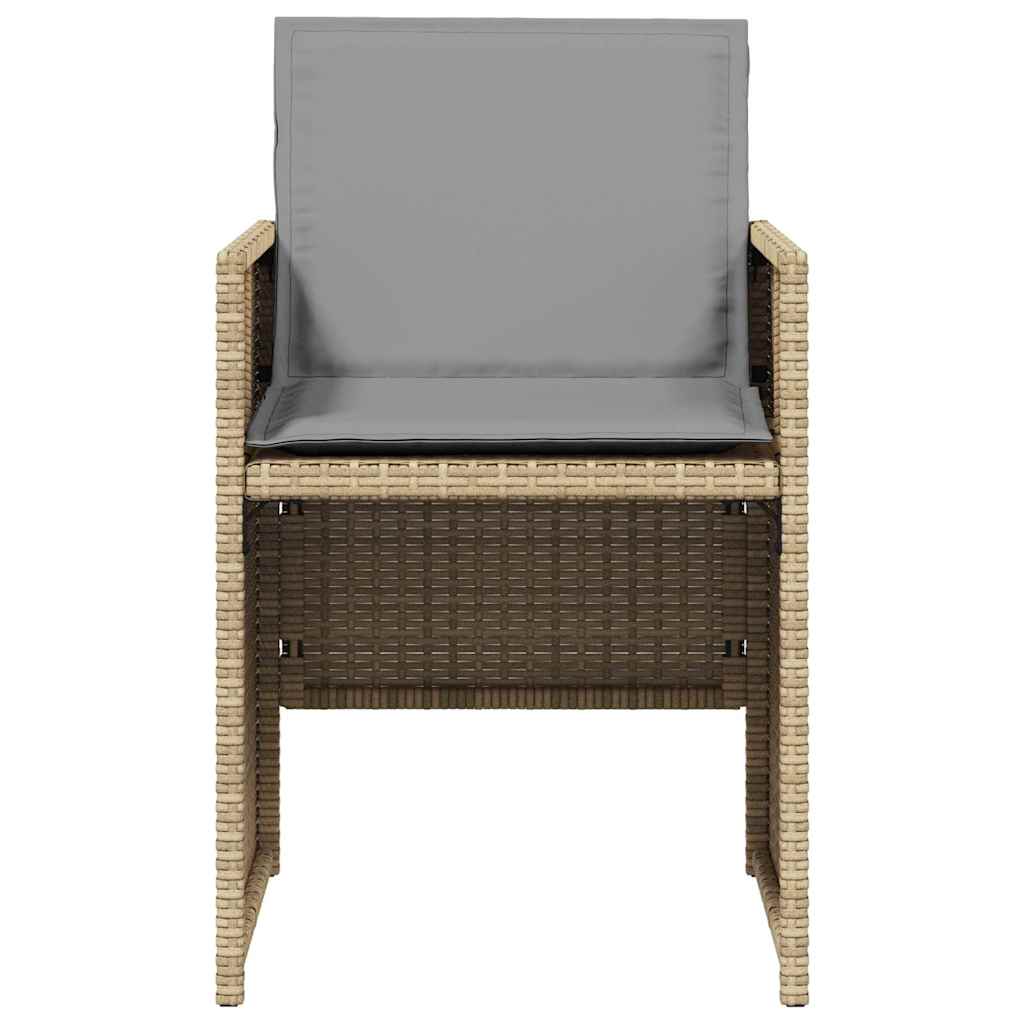 havestole 4 stk. med hynder polyrattan blandet beige