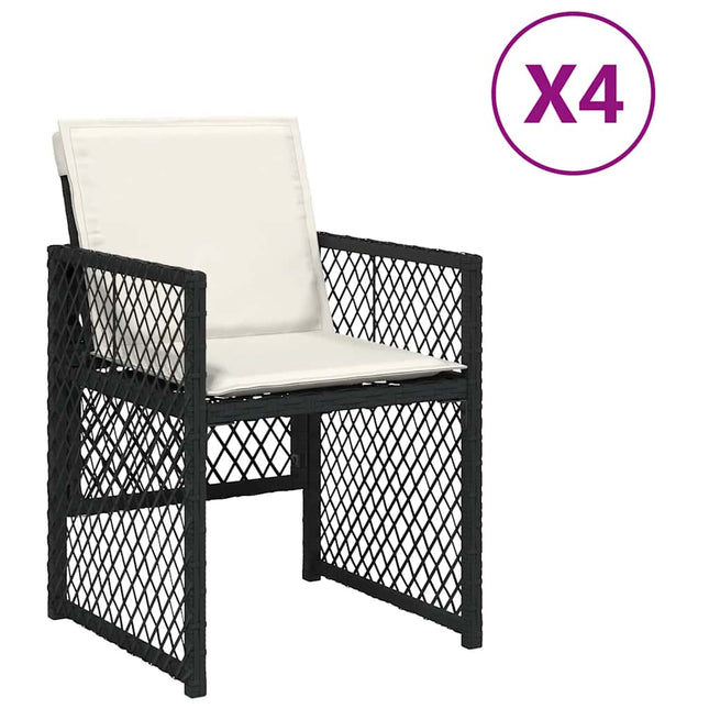 havestole med hynder 4 stk. polyrattan sort