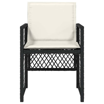 havestole med hynder 4 stk. polyrattan sort
