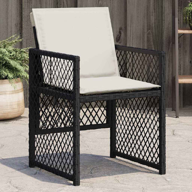 havestole med hynder 4 stk. polyrattan sort