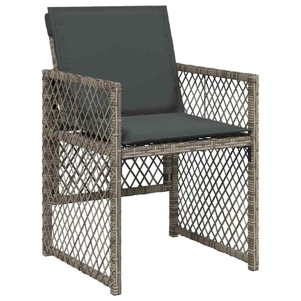 havestole med hynder 4 stk. polyrattan grå