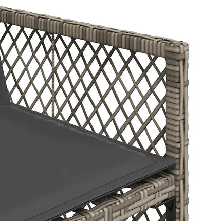 havestole med hynder 4 stk. polyrattan grå