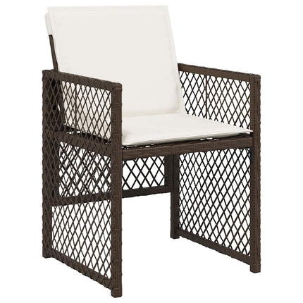 havestole 4 stk. med hynder polyrattan brun
