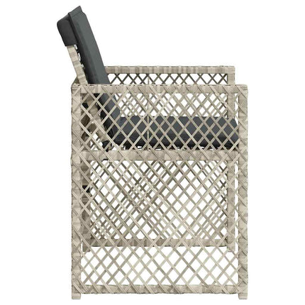 havestole 4 stk. med hynder polyrattan lysegrå