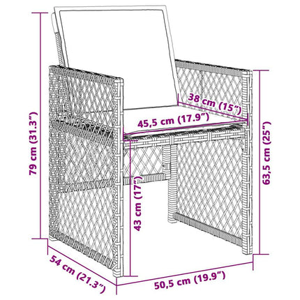 havestole 4 stk. med hynder polyrattan lysegrå