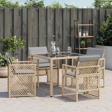 havestole 4 stk. med hynder polyrattan blandet beige