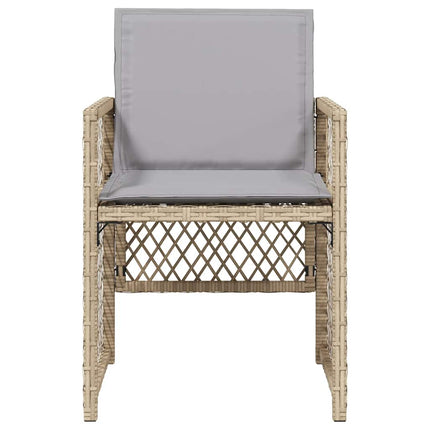 havestole 4 stk. med hynder polyrattan blandet beige