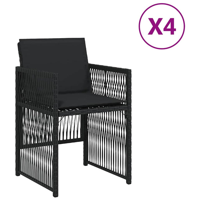 havestole med hynder 4 stk. polyrattan sort
