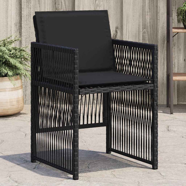 havestole med hynder 4 stk. polyrattan sort