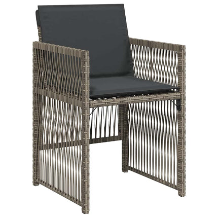havestole med hynder 4 stk. polyrattan grå
