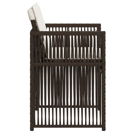 havestole 4 stk. med hynder polyrattan brun