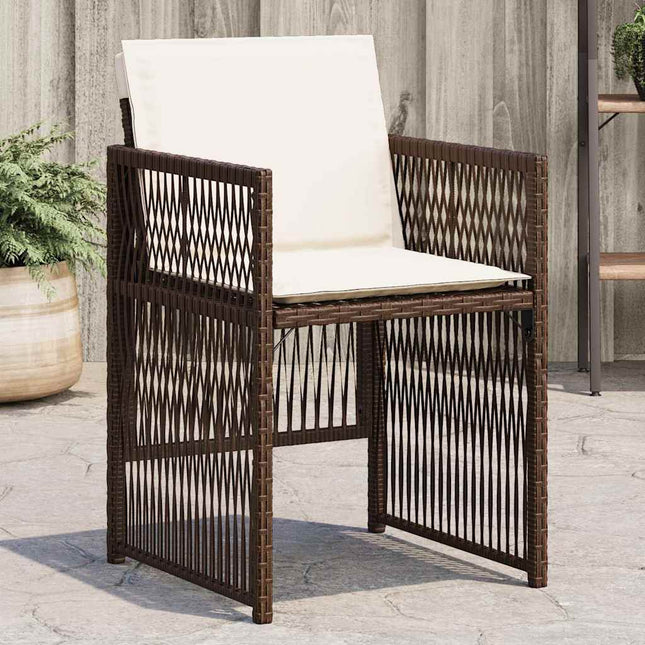 havestole 4 stk. med hynder polyrattan brun