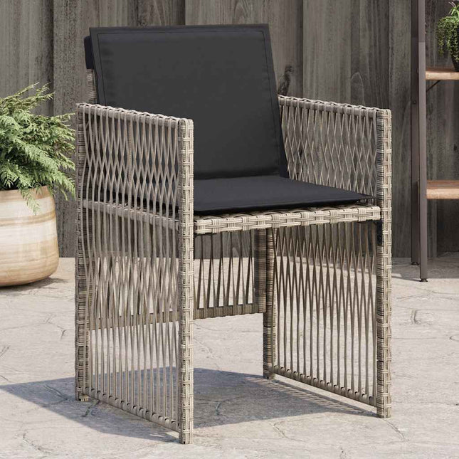 havestole 4 stk. med hynder polyrattan lysegrå