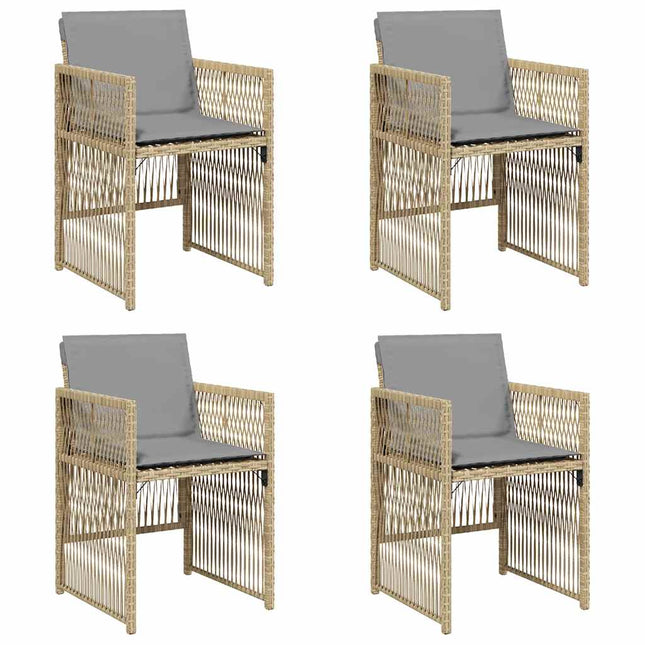 havestole 4 stk. med hynder polyrattan blandet beige