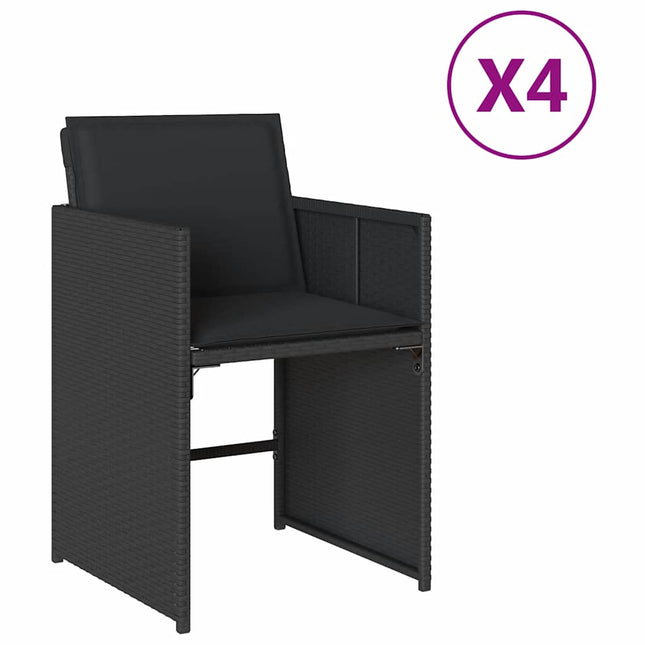 havestole med hynder 4 stk. polyrattan sort