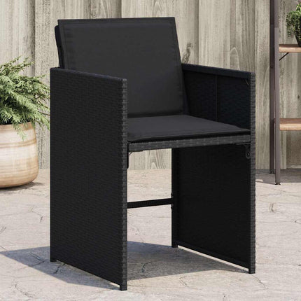 havestole med hynder 4 stk. polyrattan sort