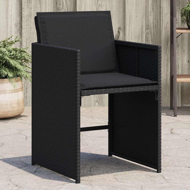 havestole med hynder 4 stk. polyrattan sort