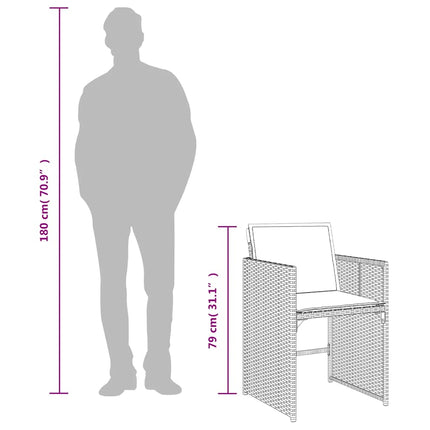 havestole med hynder 4 stk. polyrattan grå