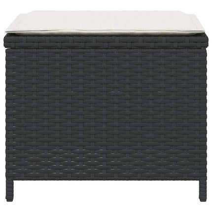 haveskammel med hynder 4 stk. 41x41x36 cm polyrattan sort